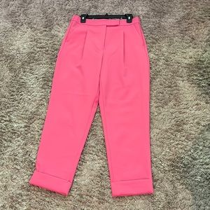 LOFT pink high rise straight leg pants. Stretch waist in the back.